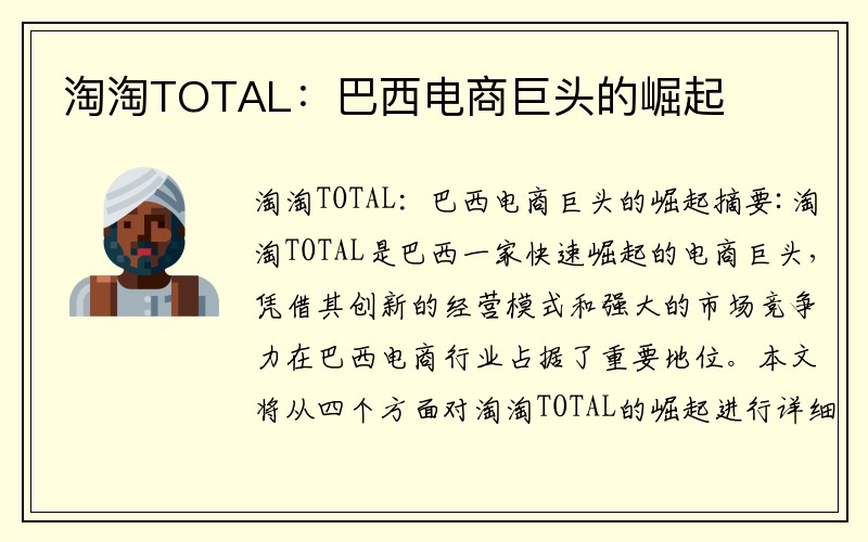 淘淘TOTAL：巴西电商巨头的崛起