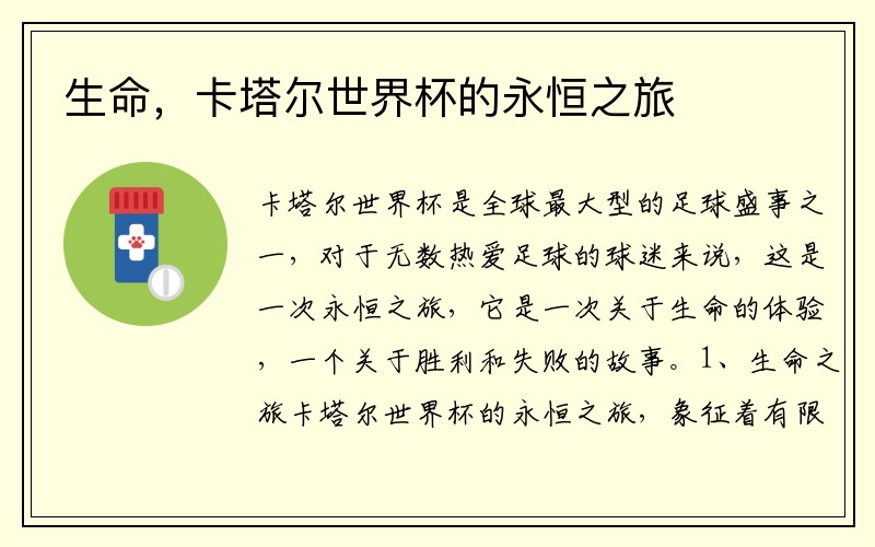 生命，卡塔尔世界杯的永恒之旅